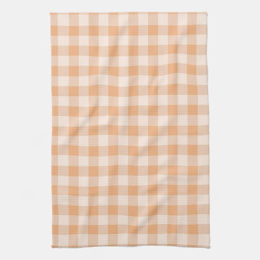 Peach White Checkered Gingham Pattern Geschirrtuch (Vertikal)