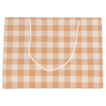 Peach White Checkered Gingham Pattern