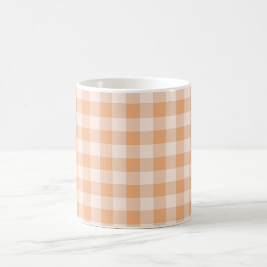 Peach White Checkered Gingham Pattern Kaffeetasse (Mittel)