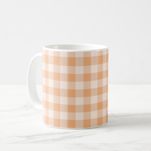 Peach White Checkered Gingham Pattern Kaffeetasse (Vorderseite Links)