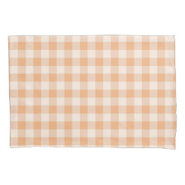 Peach White Checkered Gingham Pattern Kissenbezug