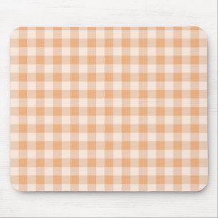 Peach White Checkered Gingham Pattern Mousepad