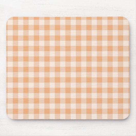 Peach White Checkered Gingham Pattern Mousepad (Vorne)