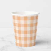 Peach White Checkered Gingham Pattern Pappbecher (Links)