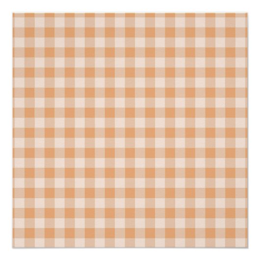 Peach White Checkered Gingham Pattern Poster (Vorderseite)