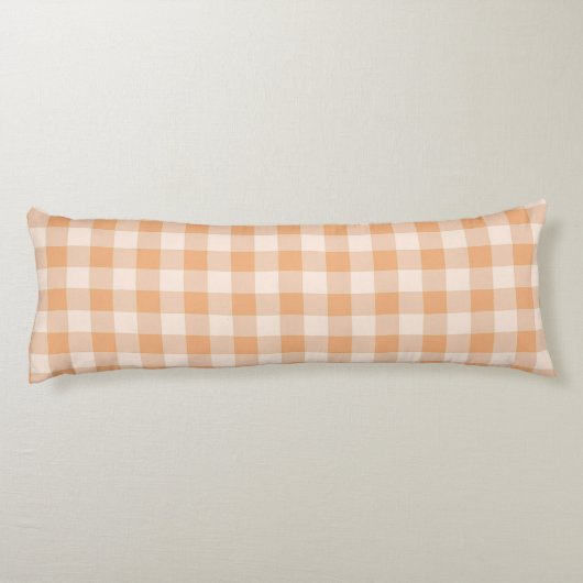 Peach White Checkered Gingham Pattern Seitenschläferkissen (Rückseite)
