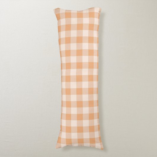 Peach White Checkered Gingham Pattern Seitenschläferkissen (Vorderseite Vertikal)