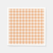 Peach White Checkered Gingham Pattern Serviette (Vorderseite)