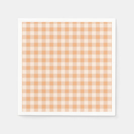 Peach White Checkered Gingham Pattern Serviette