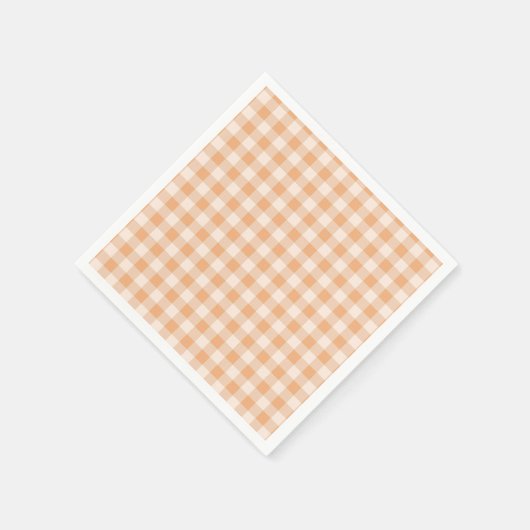 Peach White Checkered Gingham Pattern Serviette (Ecke)