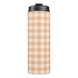 Peach White Checkered Gingham Pattern Thermosbecher
