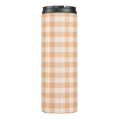 Peach White Checkered Gingham Pattern Thermosbecher (Rückseite)