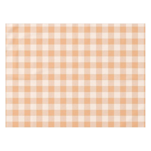 Peach White Checkered Gingham Pattern Tischdecke (Vorderseite (Horizontal))
