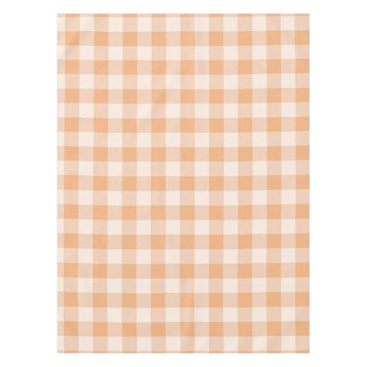 Peach White Checkered Gingham Pattern Tischdecke (Vorderseite)