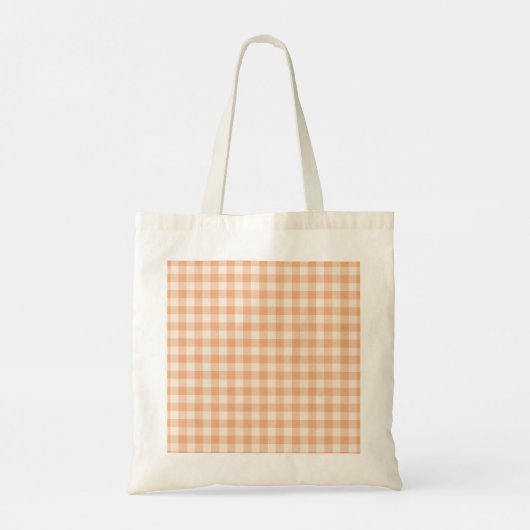 Peach White Checkered Gingham Pattern Tragetasche (Rückseite)