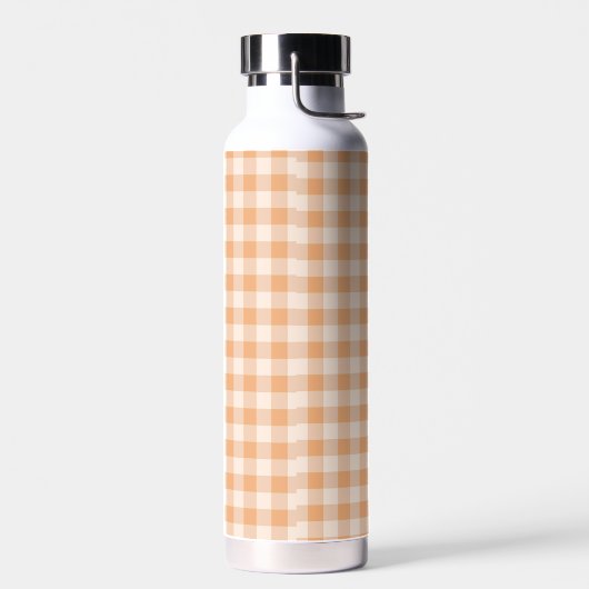 Peach White Checkered Gingham Pattern Trinkflasche (Links)