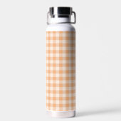 Peach White Checkered Gingham Pattern Trinkflasche (Rückseite)