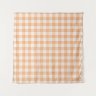 Peach White Checkered Gingham Pattern Wandteppich