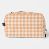 Peach White Checkered Gingham Pattern Waschbeutel (Vorderseite)