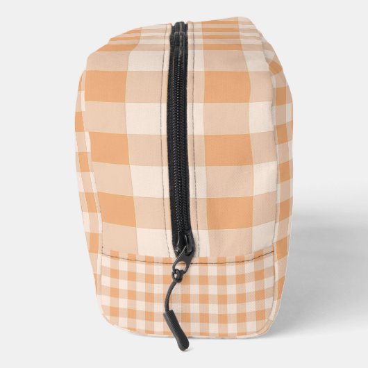 Peach White Checkered Gingham Pattern Waschbeutel (Rechts)
