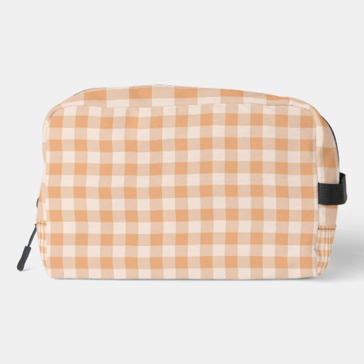 Peach White Checkered Gingham Pattern Waschbeutel (Rückseite)