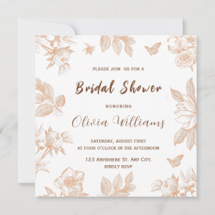 Peach White Floral Brautparty Flor Card