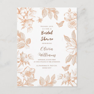 Peach White Floral Brautparty Postkarte