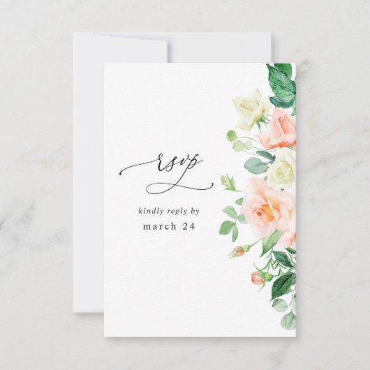 Peach & White Floral w UAWG RSVP Karte (Vorderseite)