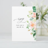 Peach & White Floral w UAWG RSVP Karte (Stehend Vorderseite)