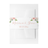 Peach White Floral Wedding Einladungsbanderole (Vorderseite Beispiel)