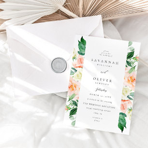 Peach & White Floral Wedding V3 Einladung
