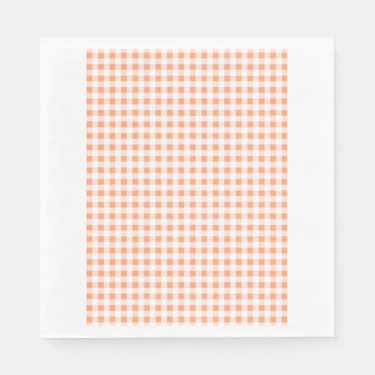 Peach White Gingham Pattern Serviette (Vorderseite)