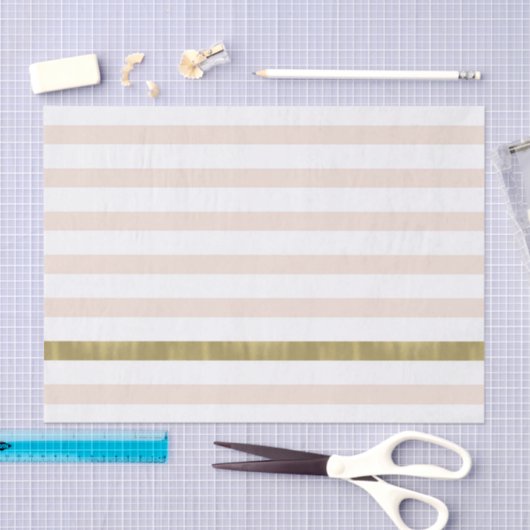 Peach White Gold Streifen Seidenpapier (Handwerk)