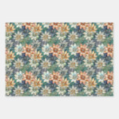 Peach White Green Floral Geschenkpapier Set (Vorderseite)