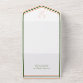 Peach White + Green Simple Modern Wedding All In One Einladung (Außenbereich)