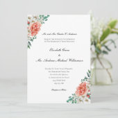 Peach White Greenerity Floral Elegant Festliche Ho Einladung (Stehend Vorderseite)