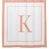  Peach &white Initial Monogram  Duschvorhang (Vorderseite)