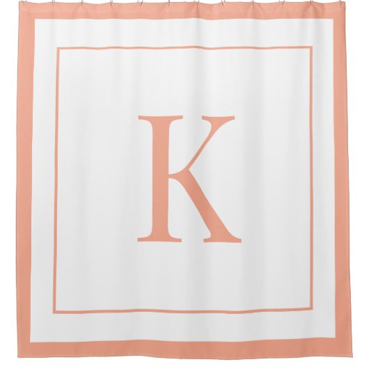  Peach &white Initial Monogram  Duschvorhang (Vorderseite)