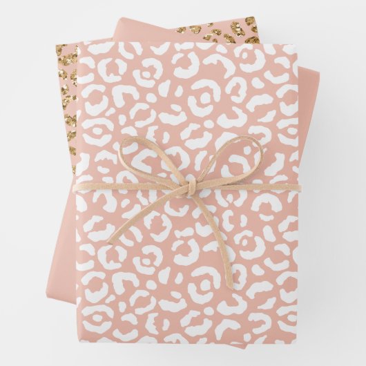 Peach White Leopard Print Geschenkpapier Set (Beispiel)