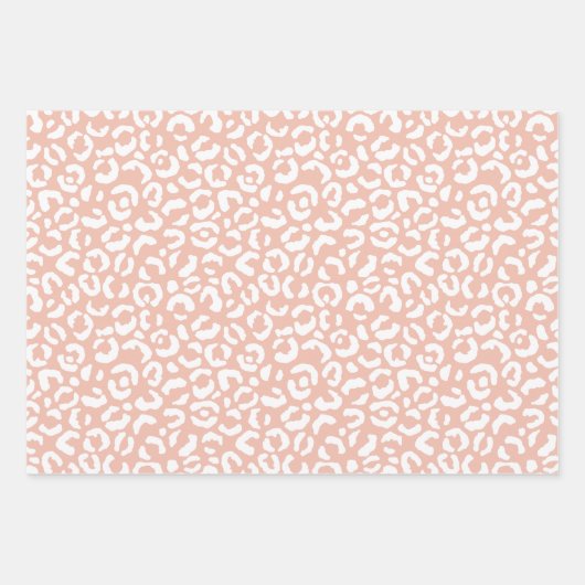 Peach White Leopard Print Geschenkpapier Set (Vorderseite)