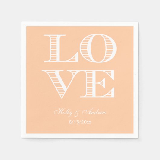 Peach, White LIEBE Napkins Serviette (Vorderseite)