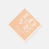 Peach, White LIEBE Napkins Serviette (Ecke)