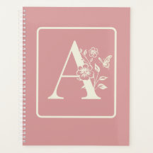 Peach White Monogram Initials Name minimalist 2024