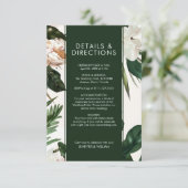 Peach White Peonies & Green Blätter Floral Wedding Begleitkarte (Stehend Vorderseite)