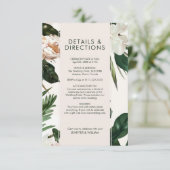 Peach White Peonies & Green Blätter Floral Wedding Begleitkarte (Stehend Vorderseite)