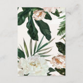 Peach White Peonies & Green Blätter Floral Wedding Begleitkarte (Rückseite)