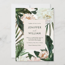 Peach White Peonies & Green Blätter Floral Wedding