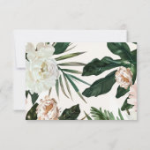 Peach White Peonies & Green Blätter Floral Wedding RSVP Karte (Rückseite)