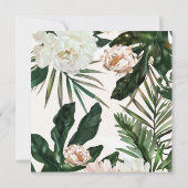 Peach White Peonies & Green Blätter Floral Wedding Save The Date (Rückseite)
