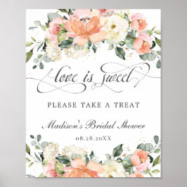 Peach White Pink Floral Liebe ist Sweet Nehmen Sie Poster
